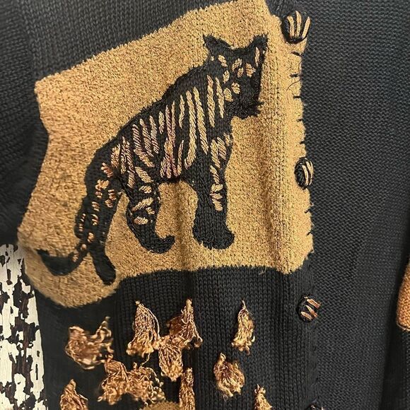 Vintage Victoria Harbour Jungle fringe sweater. Giraffe, zebra, elephant…animals - Picture 7 of 8